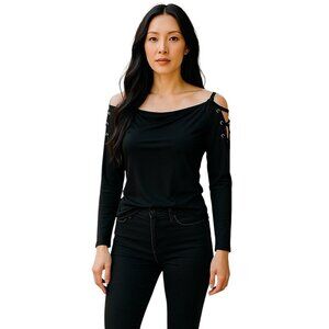 Guess Y2K Lace Up Arm Top Black Size S Witchy Fairy Whimsygoth Renaissance Boho